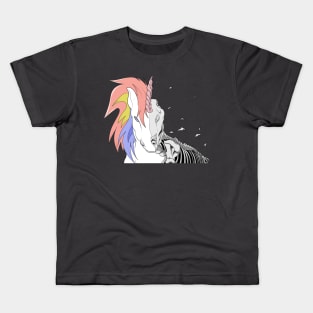 rainbow unicorn skeleton Kids T-Shirt